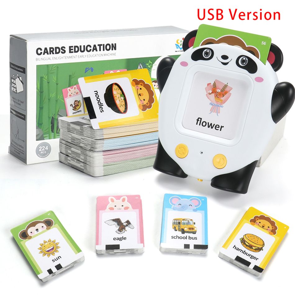 Talking Flash Cards Learning Toys Childhood Early Intelligent Education Audio Card Reading Learning English Machine with 224 Words for Age 2-6 Years Black/White big image 6