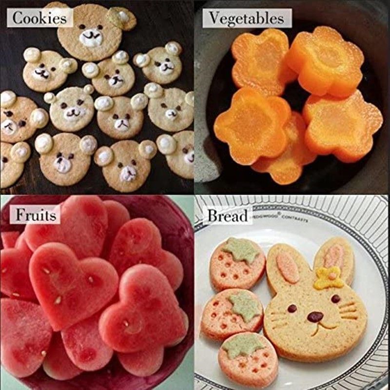 12 pcs cortador de legumes formas conjunto, mini torta, frutas e selos de biscoito molde Verde Pálido big image 4