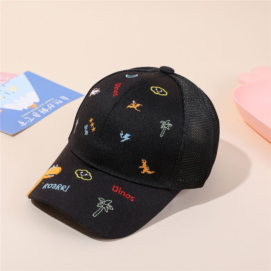 Toddler / Kid Dinosaur Embroidered Baseball Cap Black
