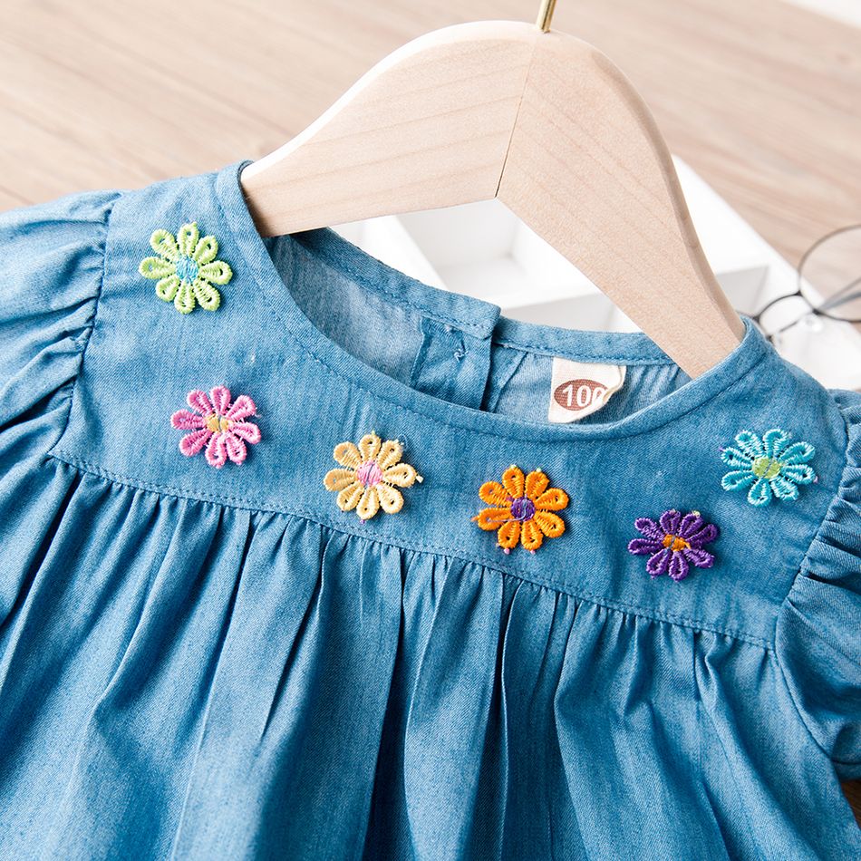 Baby / Toddler Cutie Embroidered Floral Dress Blue big image 4