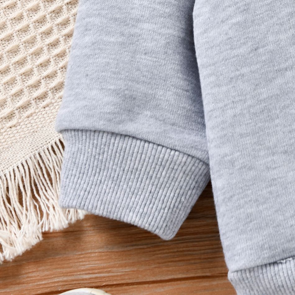 2pcs Baby Polar Bear Print Long-sleeve Sweatshirt and Ripped Denim Jeans Set Light Grey big image 7