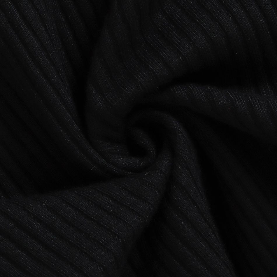 100% Cotton 3pcs Baby Ribbed Ruffle Short-sleeve Romper and Plaid Skirt with Headband Set Black big image 9