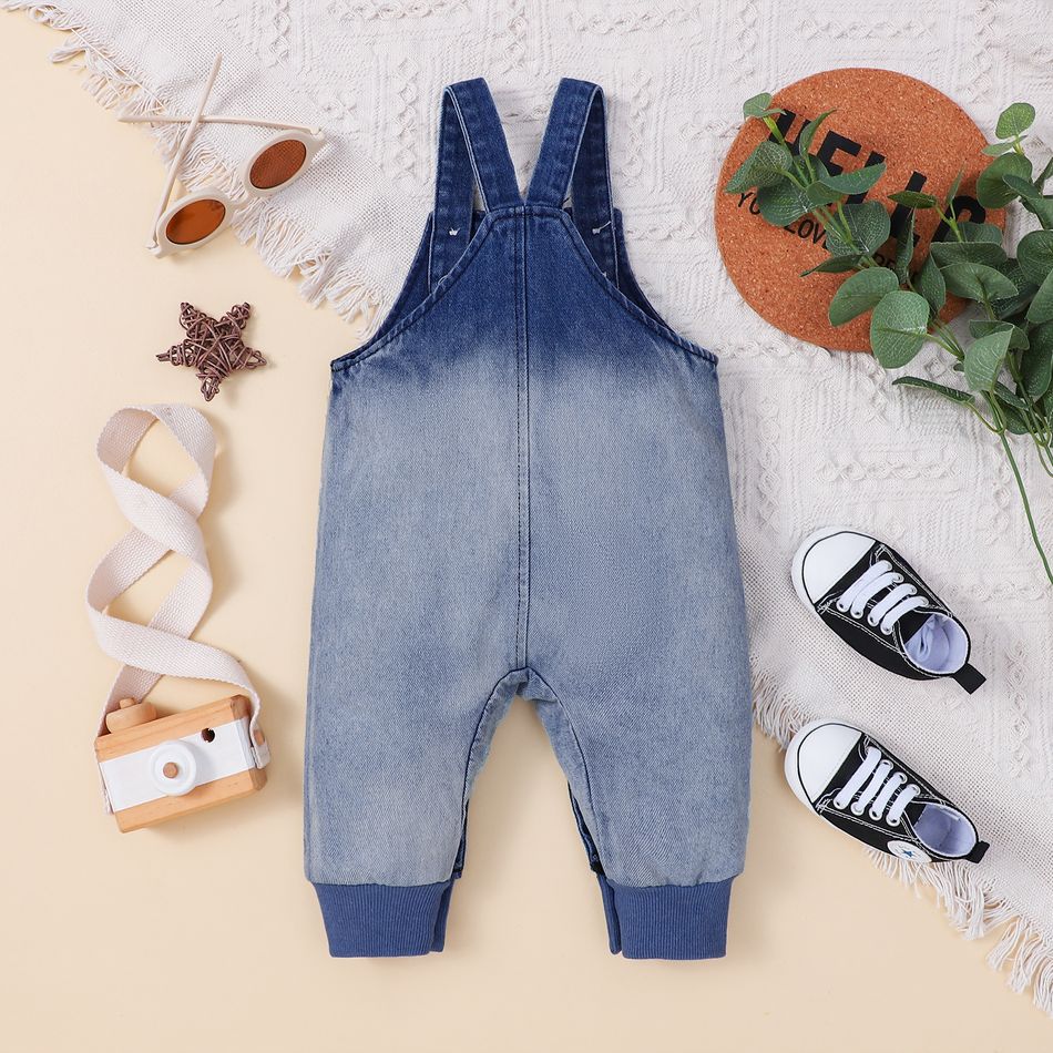 100% Cotton Baby Boy Letter Print Sleeveless Denim Jumpsuit DENIMBLUE