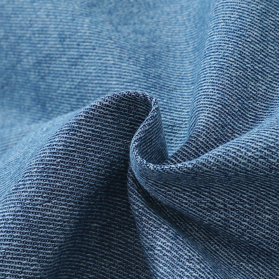 100% Cotton Baby Boy 3D Bear Decor Button Front Long-sleeve Denim Jacket Blue big image 7