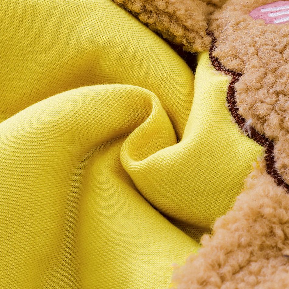 طفل رضيع مبطنة الحرارية آذان الدب مقنعين معطف سستة طويلة الأكمام الأصفر
