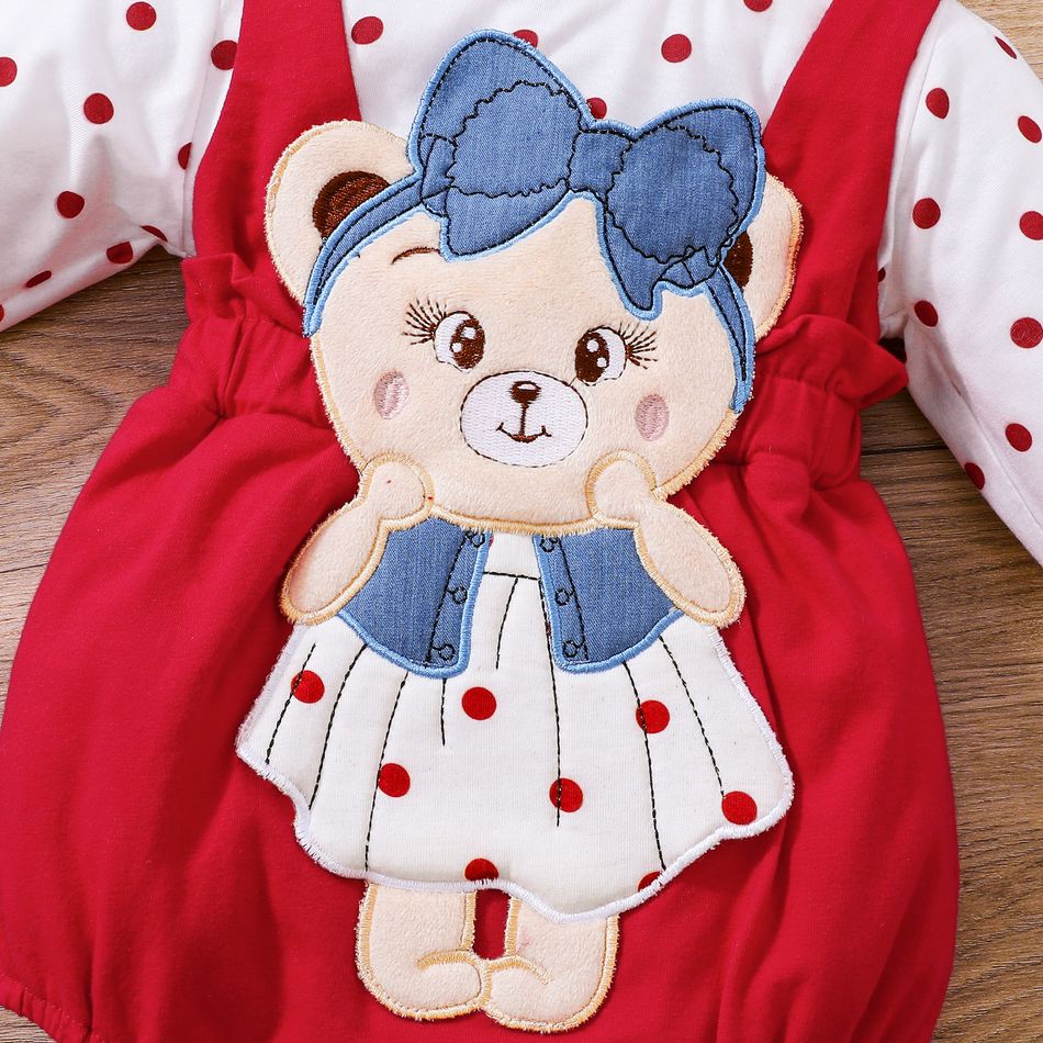 2 unidades Bebé Menina Costuras de tecido Infantil Manga comprida Macacão curto Vermelho big image 4