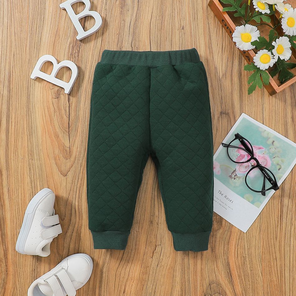 2pcs Baby Boy/Girl Letter Print Long-sleeve Quilted Sweatshirt and Sweatpants Set Green big image 6