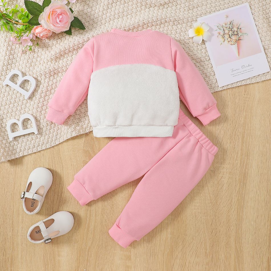 2 Stück Baby Mädchen Stoffnähte Bär Kindlich Langärmelig Baby-Sets rosa big image 2
