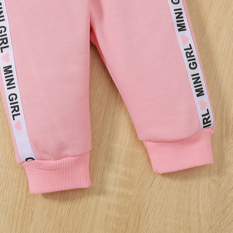2pcs Baby Girl Pink Long-sleeve 3D Ears Fuzzy Sweatshirt and Sweatpants Set Pink big image 7