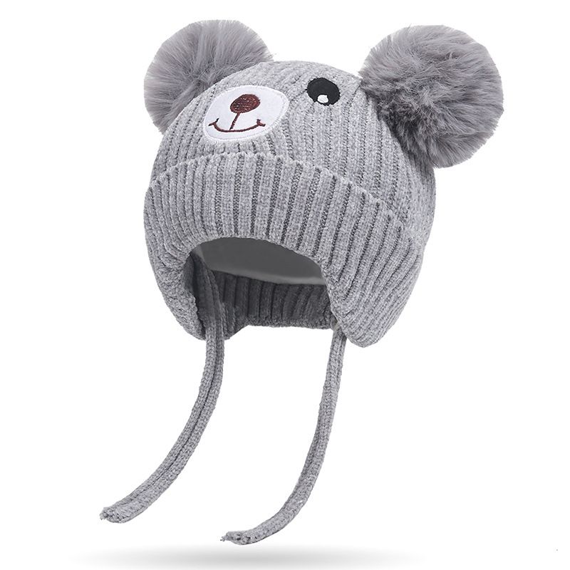 Baby / Toddler Cute Cartoon Bear Warm Plush Ear Protection Beanie Hat Grey big image 5