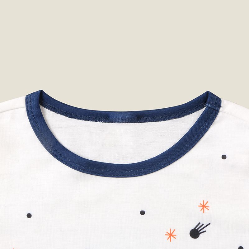 kid Boy Universe Planet/Vehicle Car Print Round-collar Long-sleeve Top White big image 4