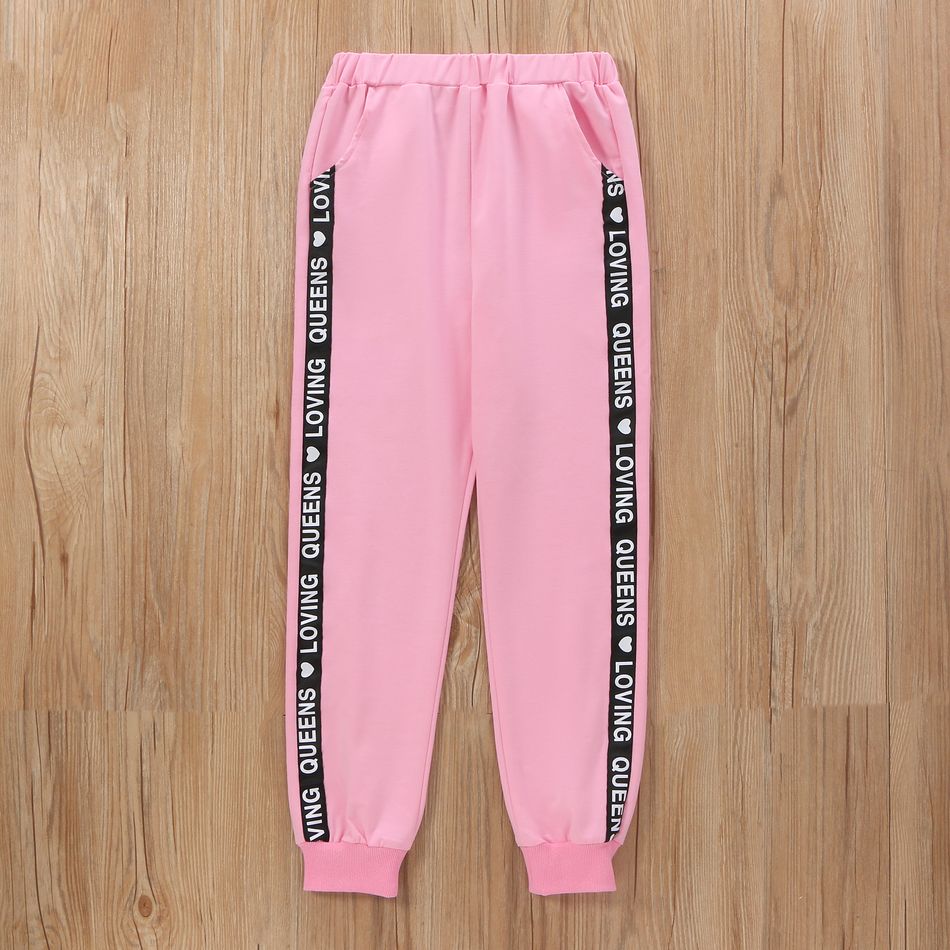 2 pièces Enfants Ensemble Femme Lettre Haut à manches longues + pantalon de costume Rose big image 6