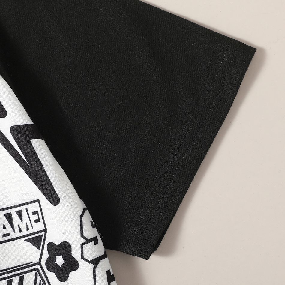 Trendy Kid Boy Game Letter Colorblock 2pcs Casual Set Black big image 5