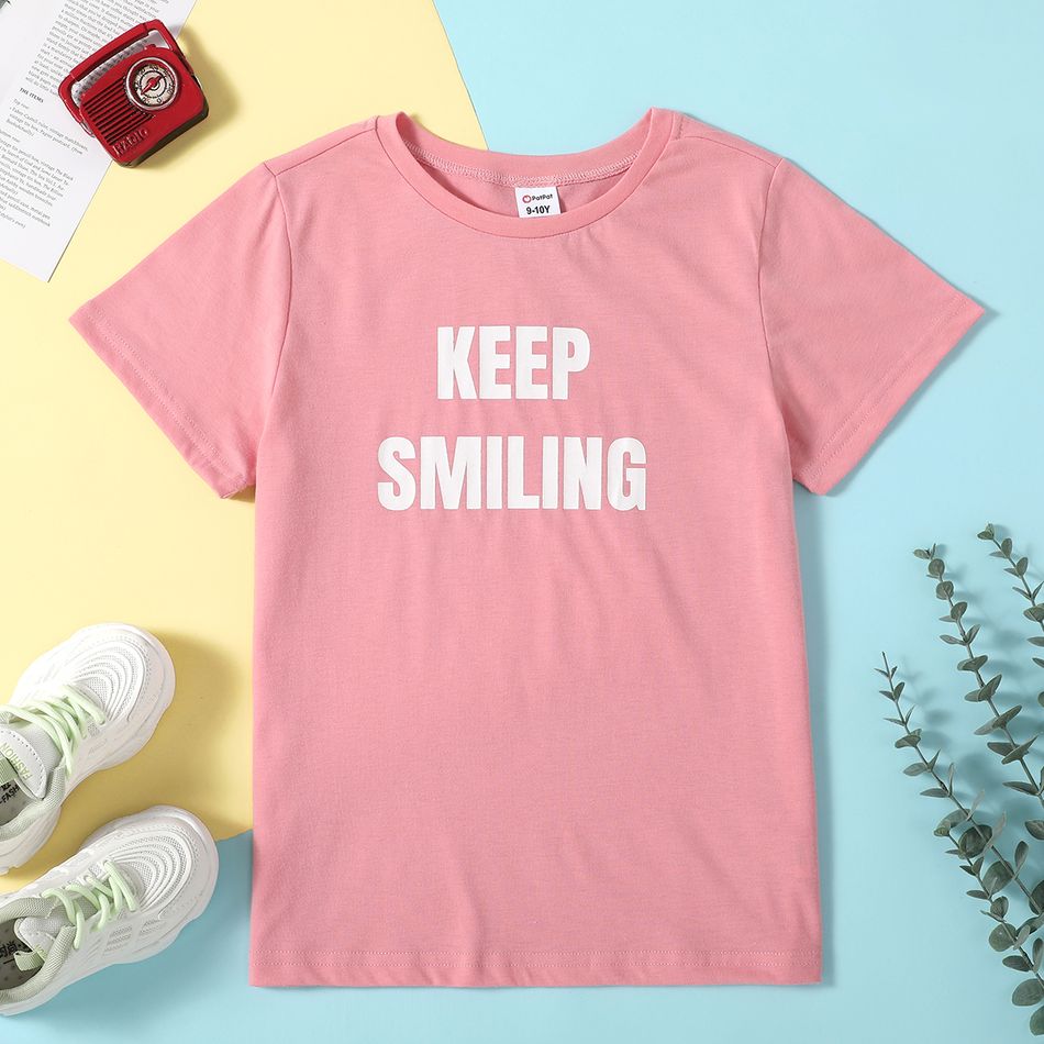 Fashionable Kid Girl Letter Print T-shirt Pink