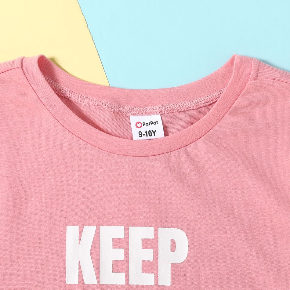 Fashionable Kid Girl Letter Print T-shirt Pink big image 3