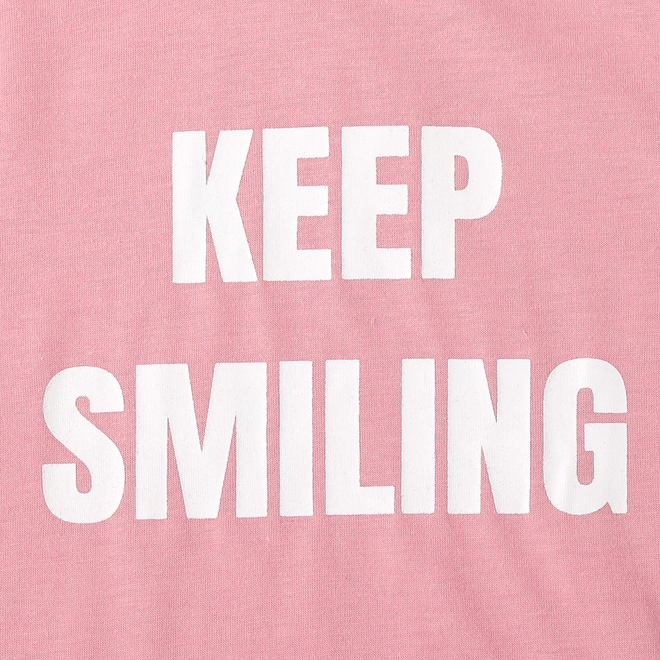 Fashionable Kid Girl Letter Print T-shirt Pink big image 4