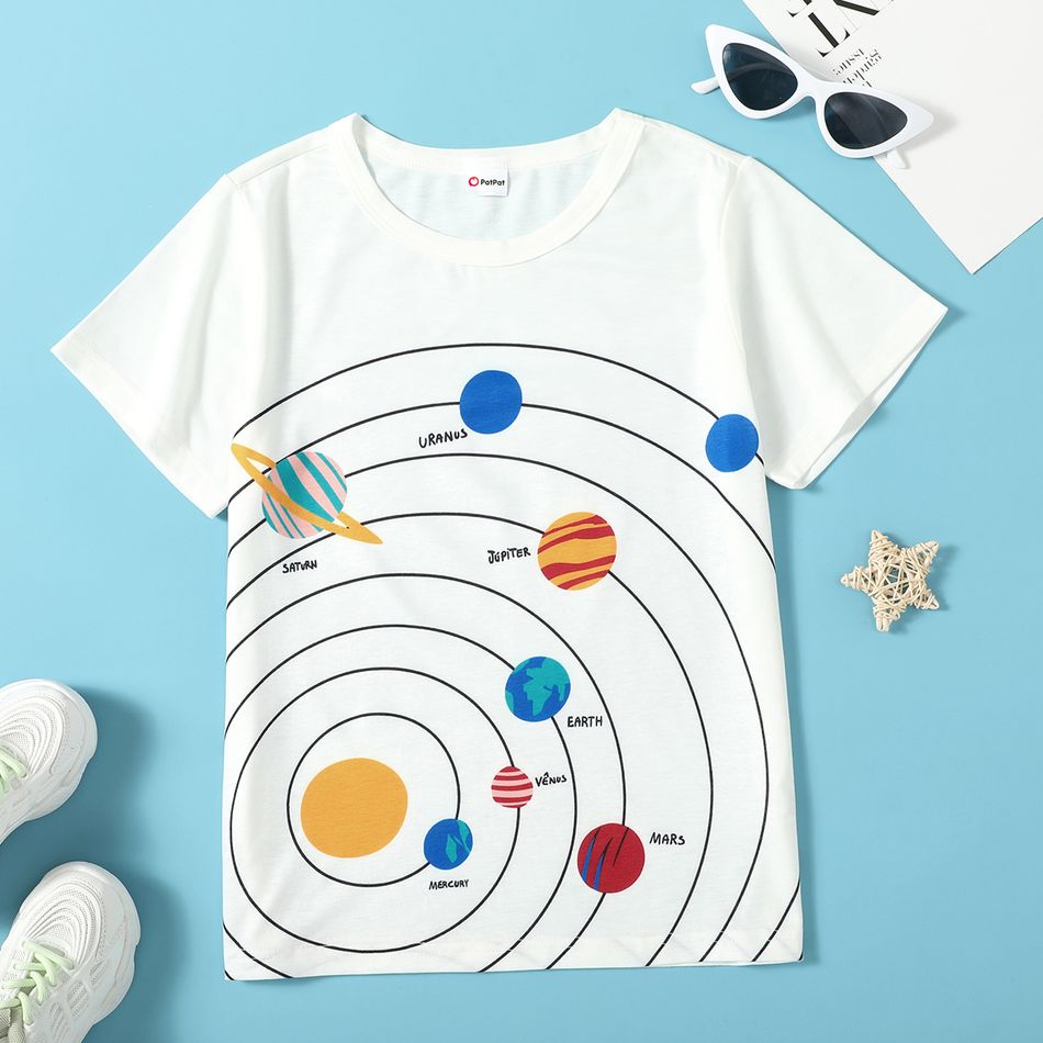 Criança Menino Estampado de espaço Manga comprida T-shirts Branco big image 1