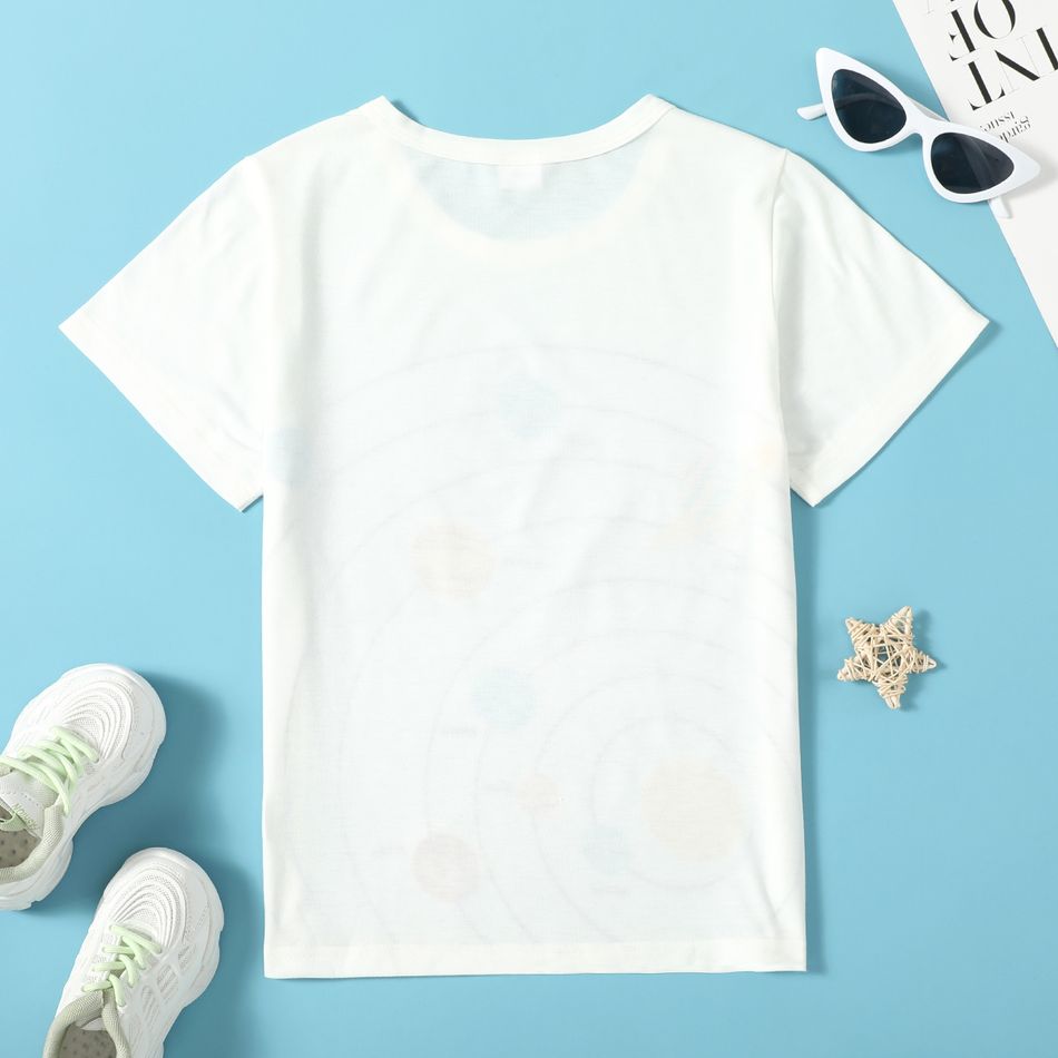 Criança Menino Estampado de espaço Manga comprida T-shirts Branco big image 2