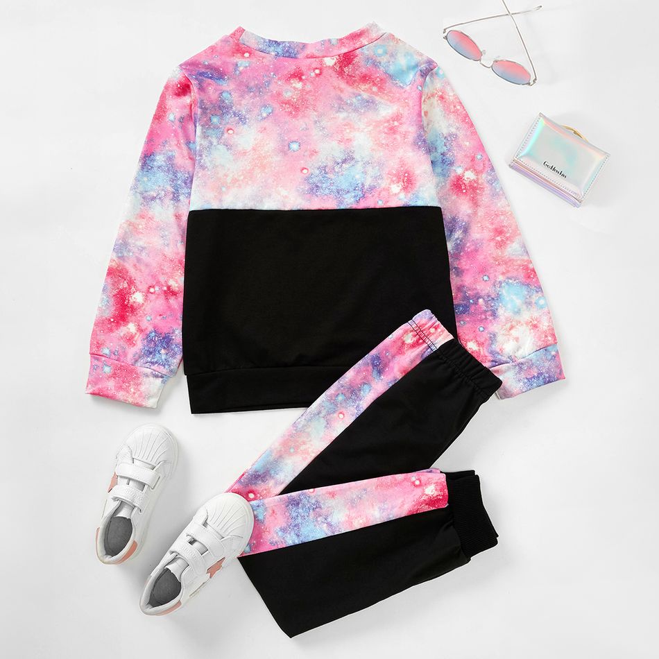 2-piece Kid Girl Letter Space Print Pullover and Elasticized Pants Casual Set Pink big image 5
