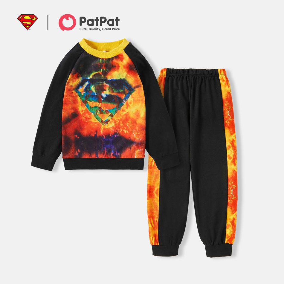 Superman 2-piece Kid Boy Superman Logo Sweatshirt and Pants Set Black