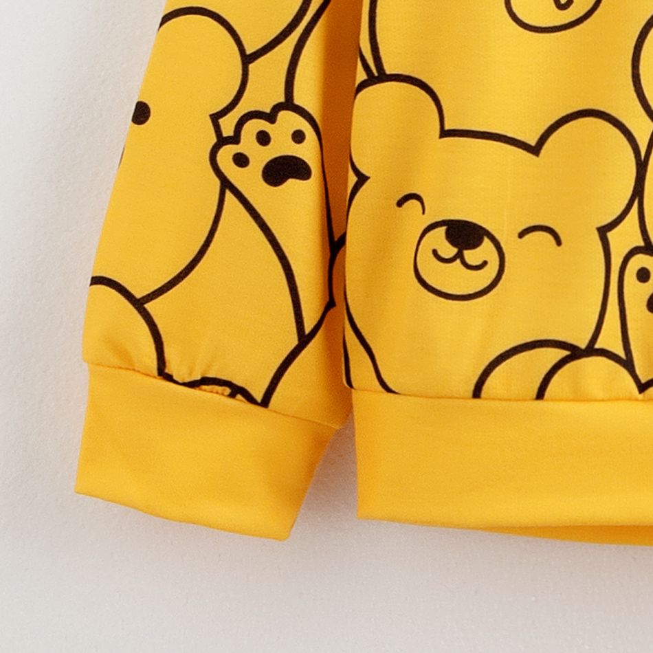 2pcs Kid Boy Cute Bear Print Sweatshirt and Elasticized Pants Set Yellow big image 5