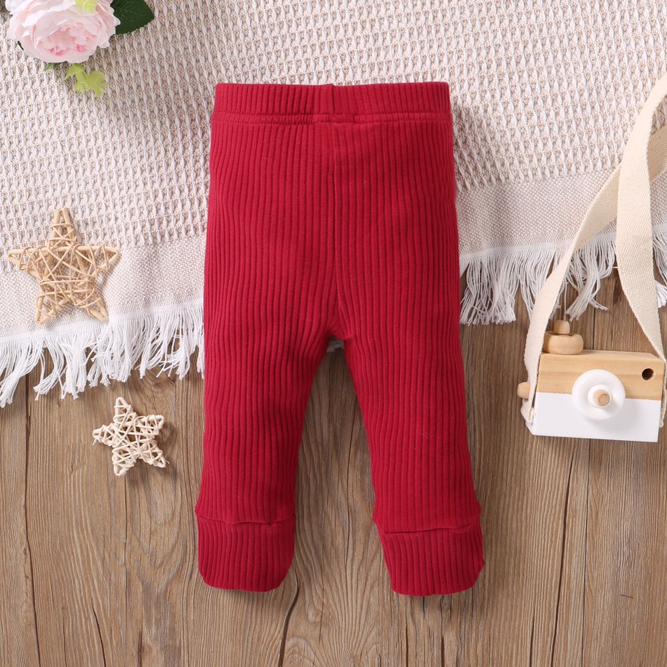 1 unidade Bebé Menina Nó Básico Leggings/Slim-fit/Bootcut Vermelho big image 3