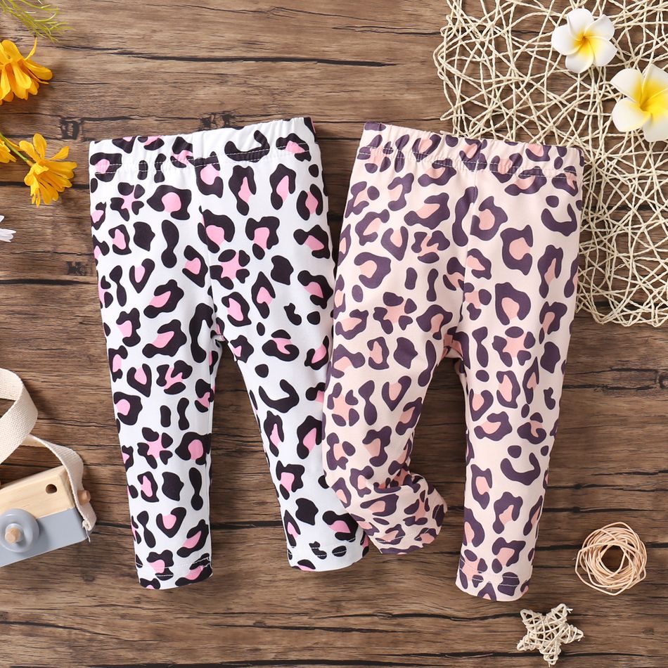 Baby Girl Allover Leopard Print High Waist Leggings Pink big image 2