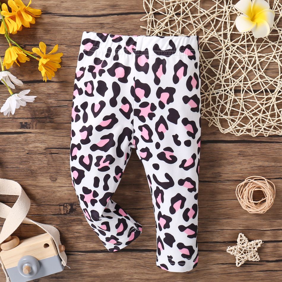Baby Girl Allover Leopard Print High Waist Leggings Pink big image 1