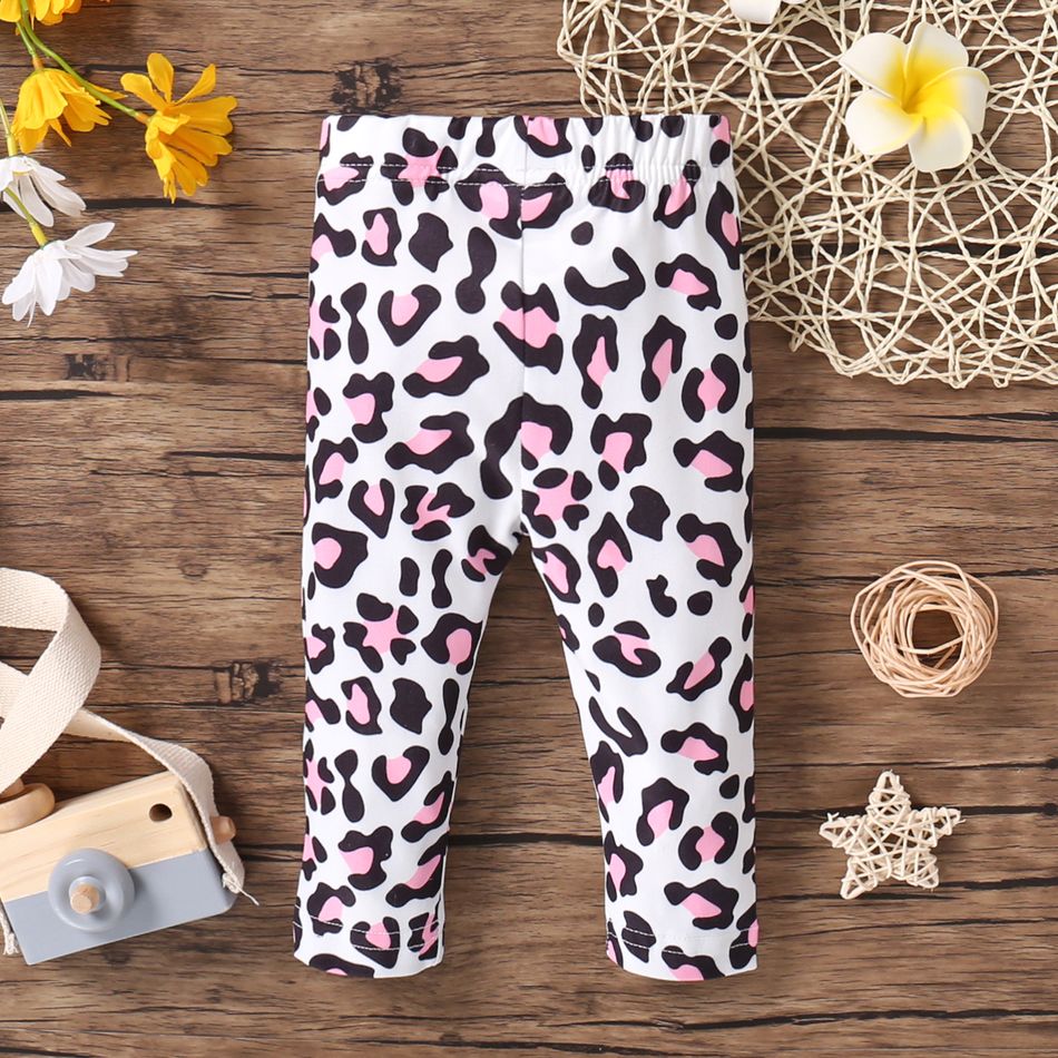 Baby Girl Allover Leopard Print High Waist Leggings Pink big image 3