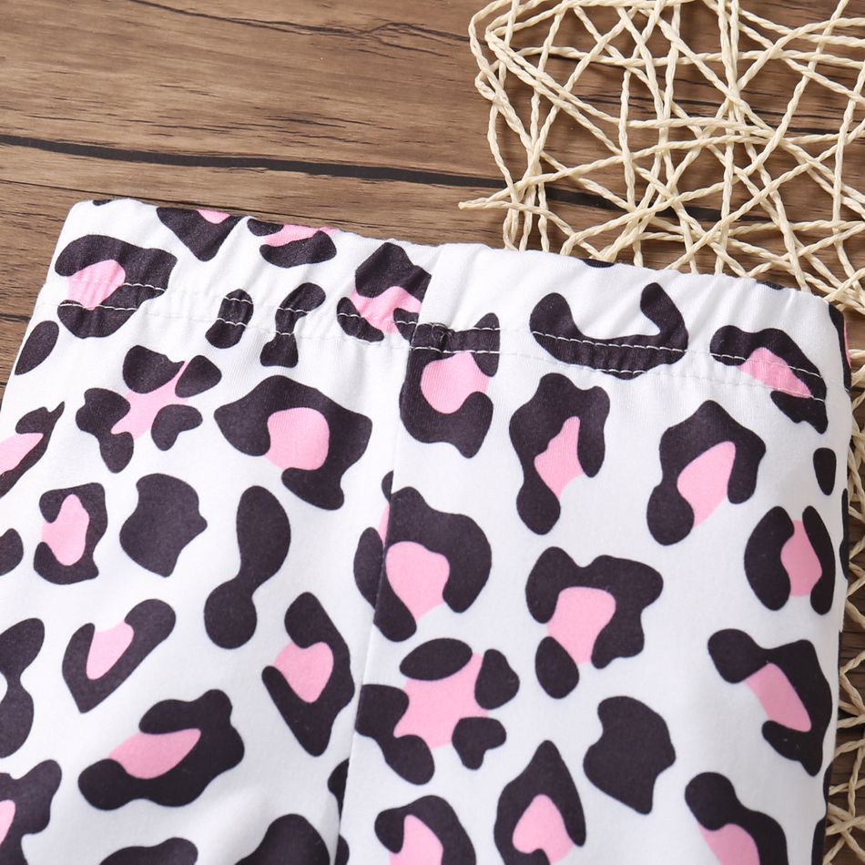 Baby Girl Allover Leopard Print High Waist Leggings Pink big image 4