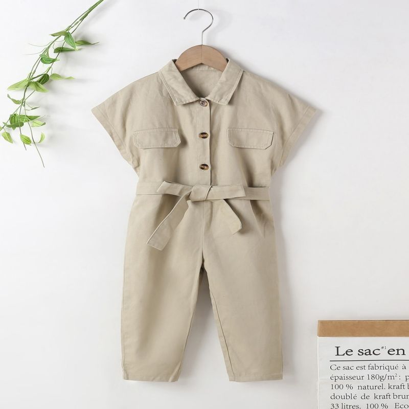 Kleinkinder Mädchen Revers Avantgardistisch Baby-Overalls Aprikose big image 1