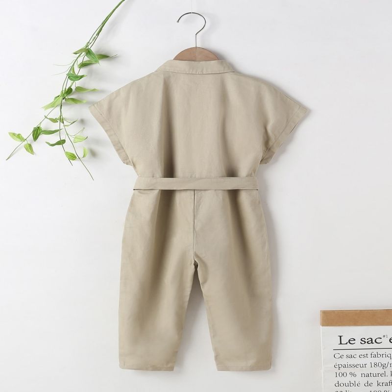 Kleinkinder Mädchen Revers Avantgardistisch Baby-Overalls Aprikose big image 2