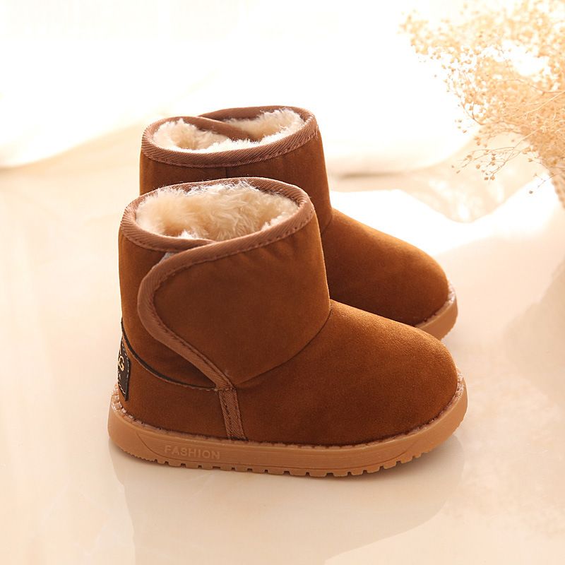botas para neve com forro de lã de algodão maciço infantil Castanho big image 1