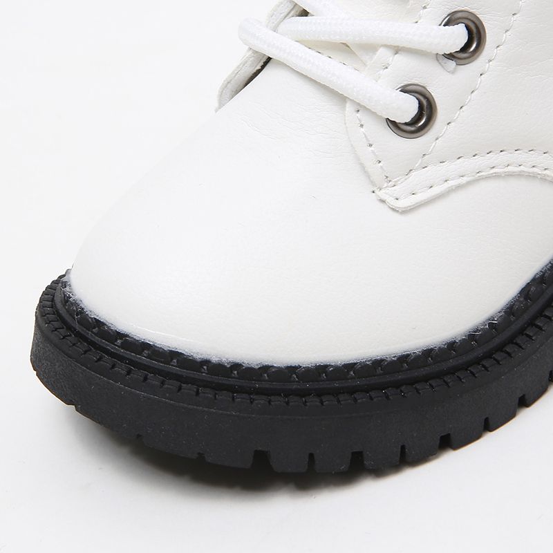 Toddler / Kid Solid Lace-up Fleece-lining  Casual Boots White big image 4