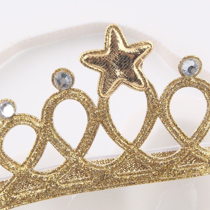 Kids Solid Color Stars Crown Headband Party Crown Headband Ornament Gold big image 3