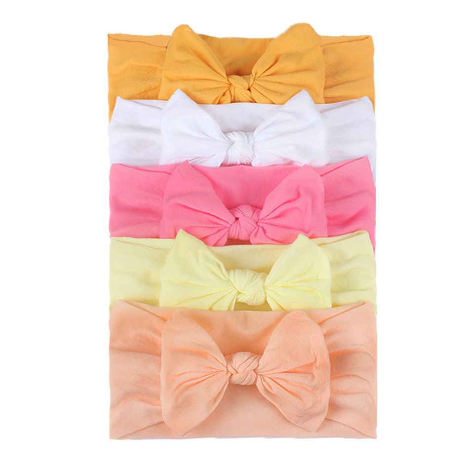Pure Color Bow Headband for Girls Yellow big image 1