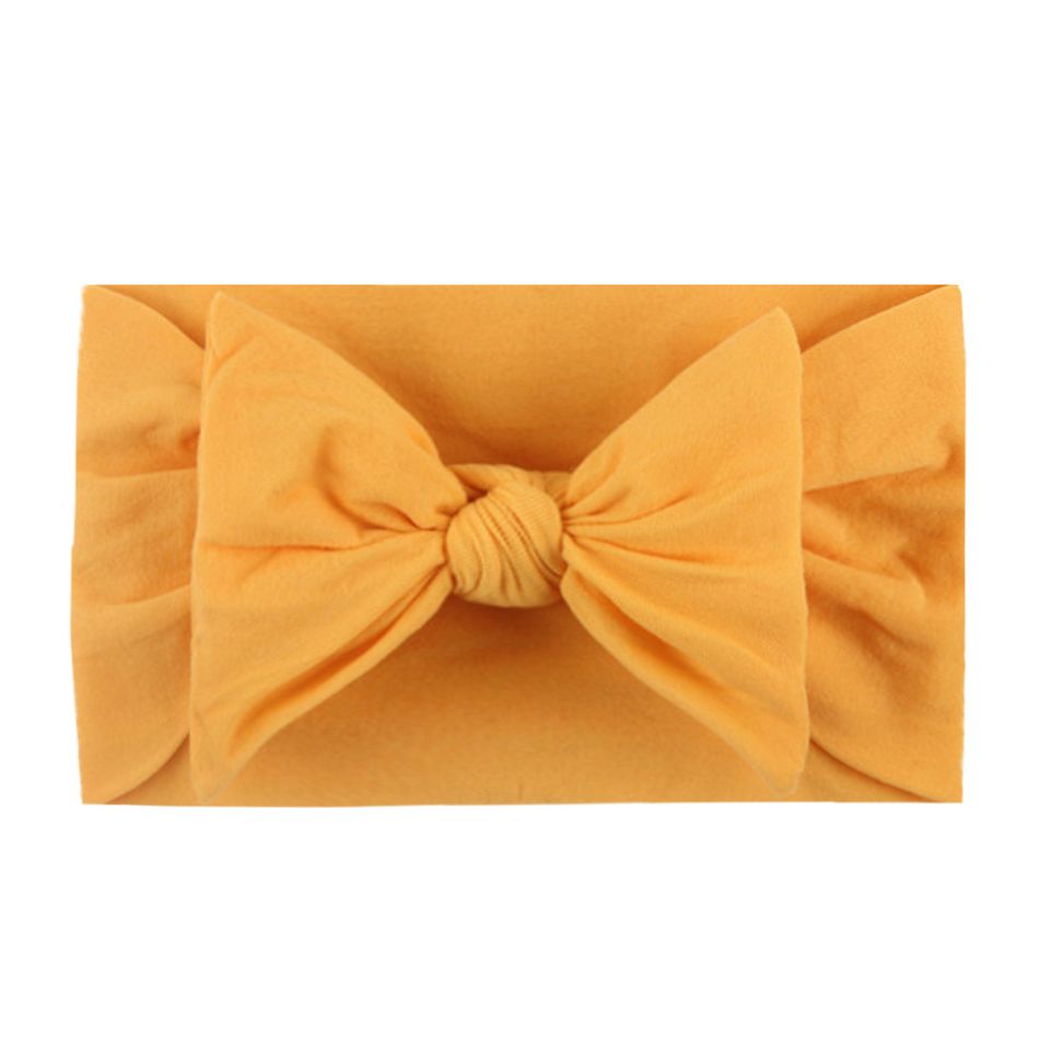 Pure Color Bow Headband for Girls Yellow big image 5