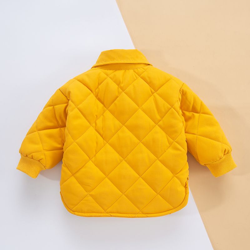 Baby Solid Thickened Lined Lapel Long-sleeve Quilted Outwear Jacket Ginger big image 6