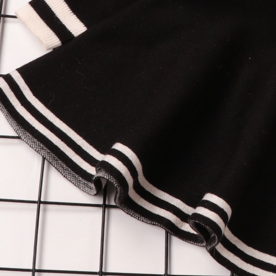 Solid Flounced Collar Long-sleeve Baby Dress Black big image 3