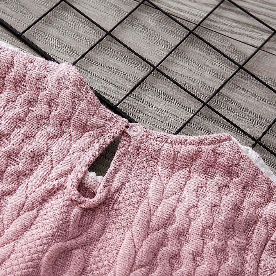2 Stück Kleinkinder Mädchen Spitze Süß Sweatshirt-Sets rosa big image 4