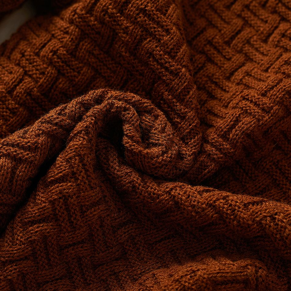 Toddler Boy/Girl Turtleneck Textured Sweater Brown big image 6