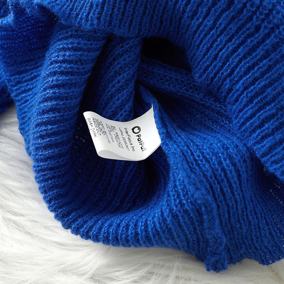 Toddler Girl Basic Solid Color Knit Sweater Blue big image 6