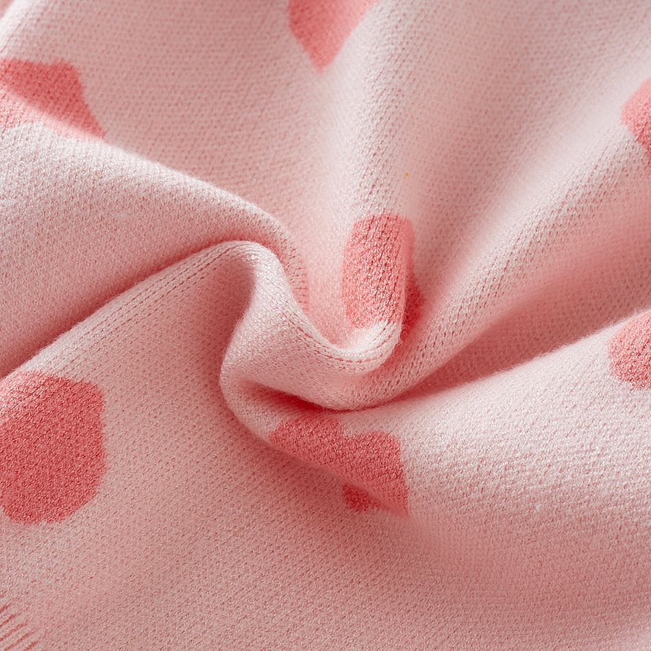 Toddler Girl Sweet Heart Pattern Pink Knit Sweater Pink big image 8