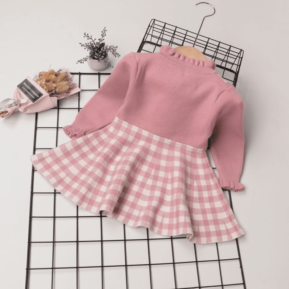 1 unidade Bebé Hipertátil/3D Bonito Manga comprida Vestidos Rosa big image 2