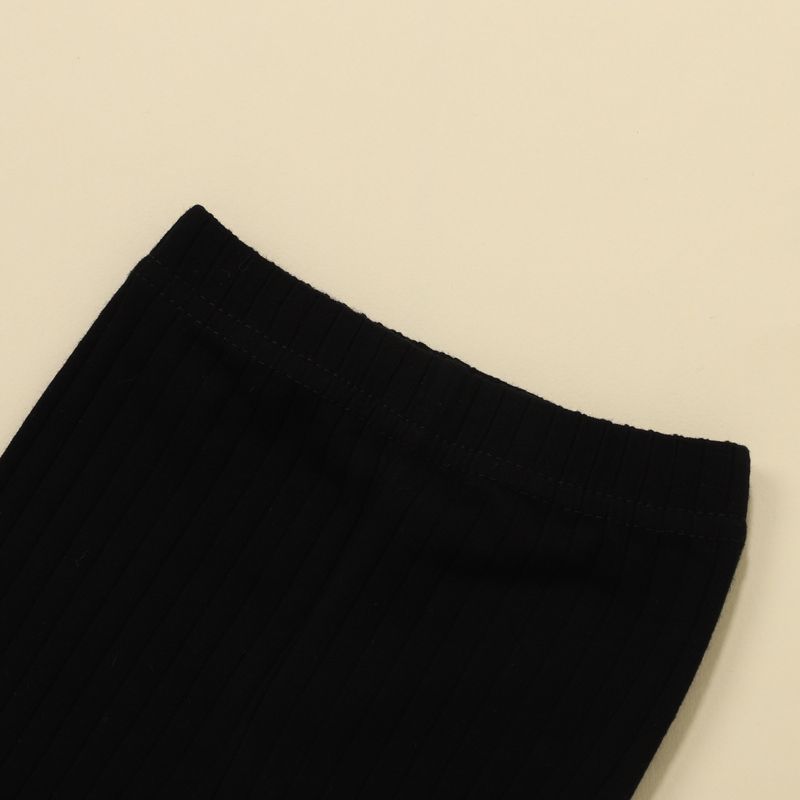 Baby Girl 95% Cotton Ribbed Solid Pants Leggings Black big image 3