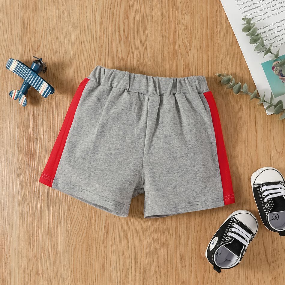 2pcs Baby Boy 95% Cotton Colorblock Shorts and All Over Print Short-sleeve T-shirt Set White big image 5