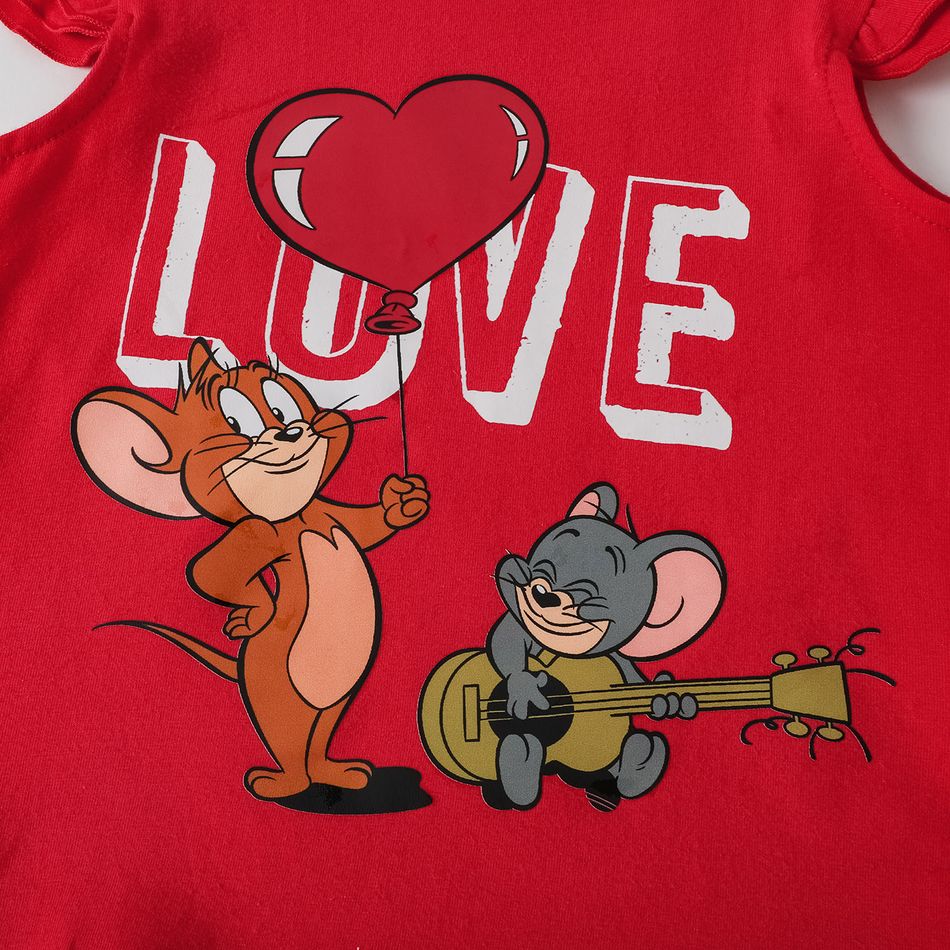 Tom and Jerry 2 unidades Criança Menina Infantil Gato conjuntos de camisetas Vermelho big image 6