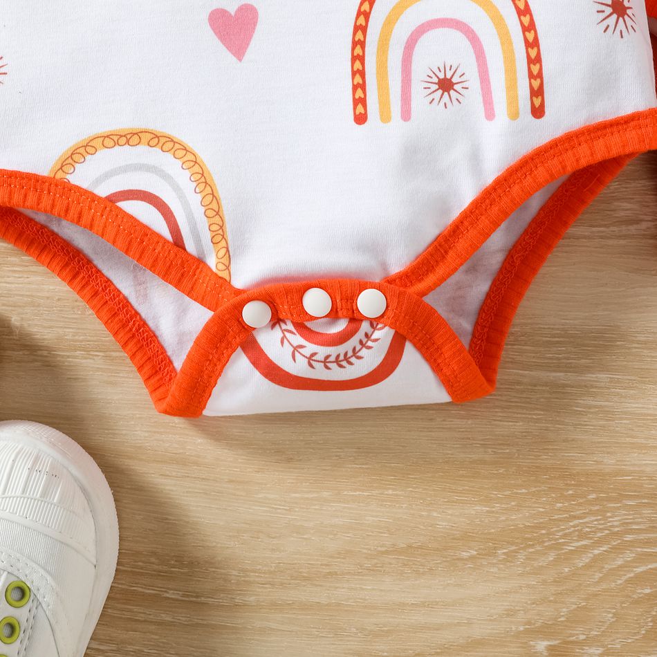 2-Pack Baby Girl Long-sleeve Rainbow Graphic Rompers Set Orange big image 5