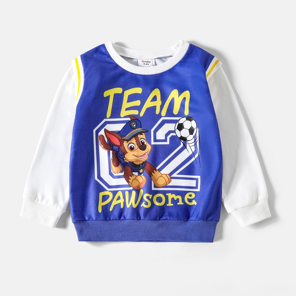 PAW Patrol 2pcs Toddler Boy Faux-two Soccer Print Long-sleeve Tee and Pants Set Blue big image 3