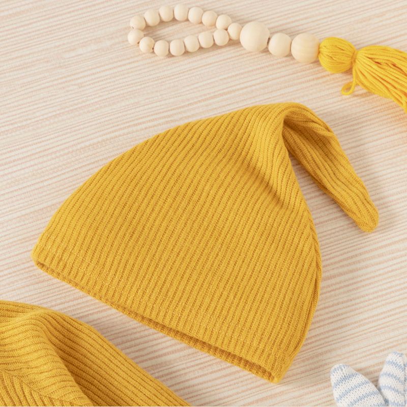Baby Boy/Girl 3pcs Solid Ribbed Long-sleeve Pullover and Trouser Set Ginger big image 6